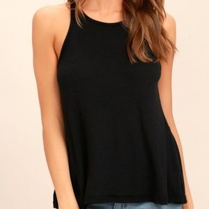 Free People Black Ribbed Tank Top